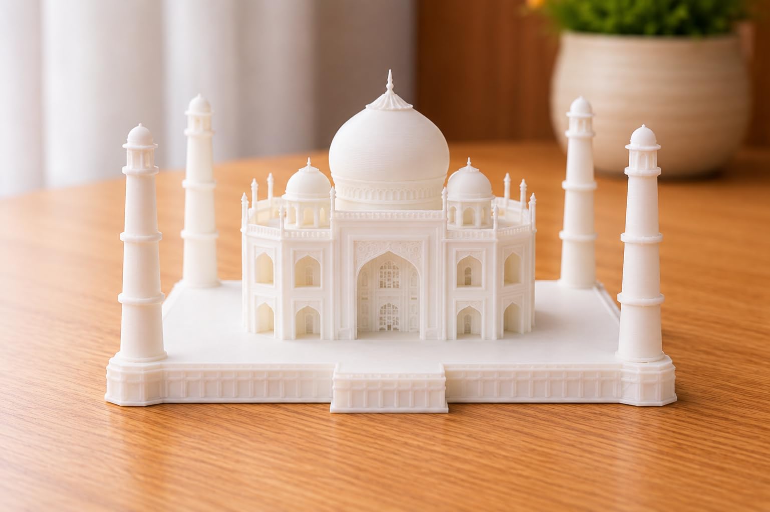 3D Printed Indian Monument Miniature Desk Decor – Matte White Showpiece (10 x 10 x 7cm)-image-12