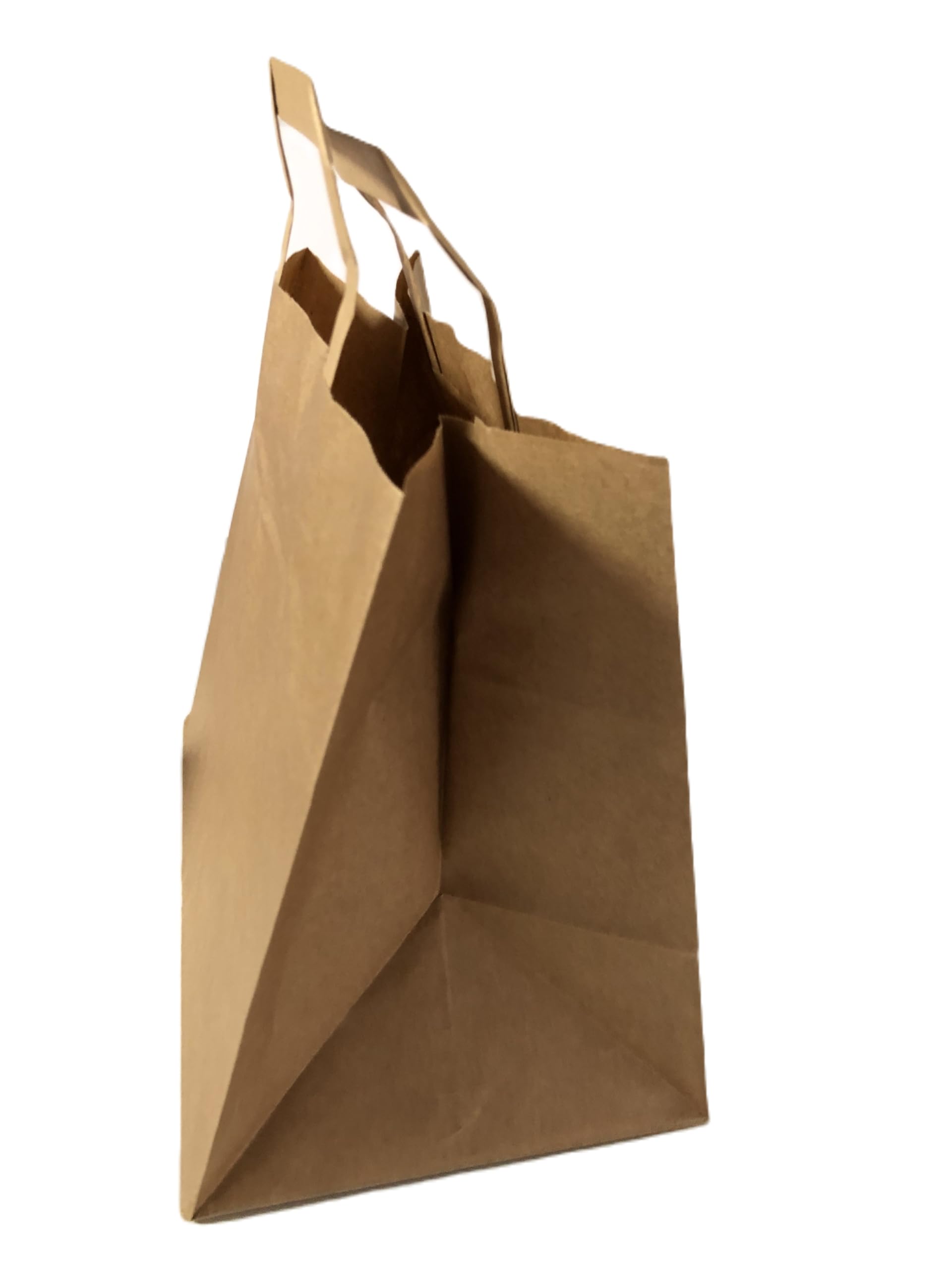 50 sacs cabas kraft brun poignées plates 26x17x25 cm traiteur fast food vente à emporter restauration rapide