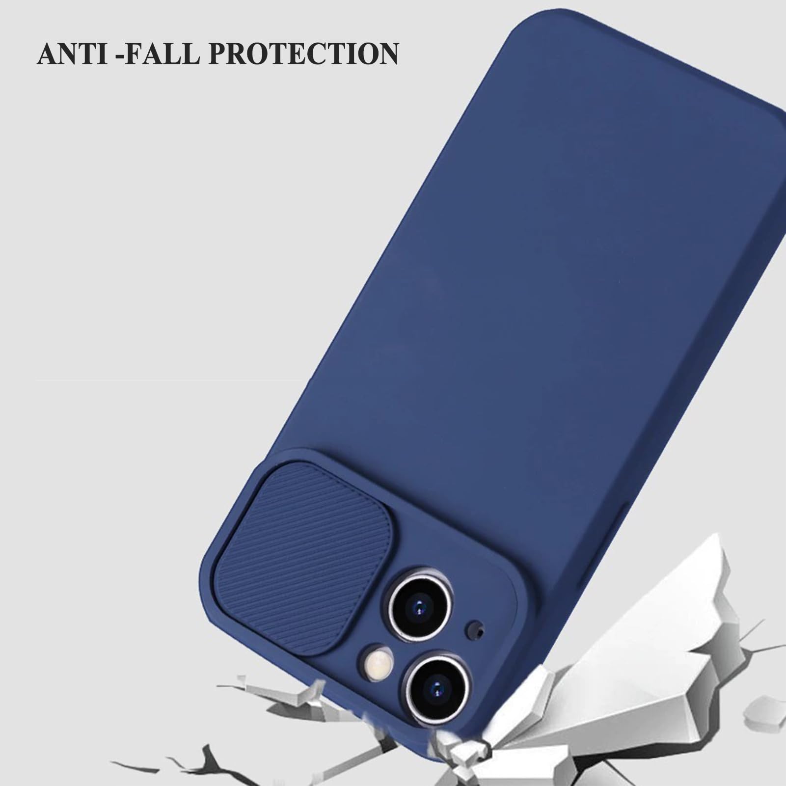 HAZARA Funda para iPhone 15 Pro Max/15 Plus/15 Pro/15,Cubierta De Protección De Lente Deslizante Funda De Silicona Líquida Ultrafina Caso,Naranja,15