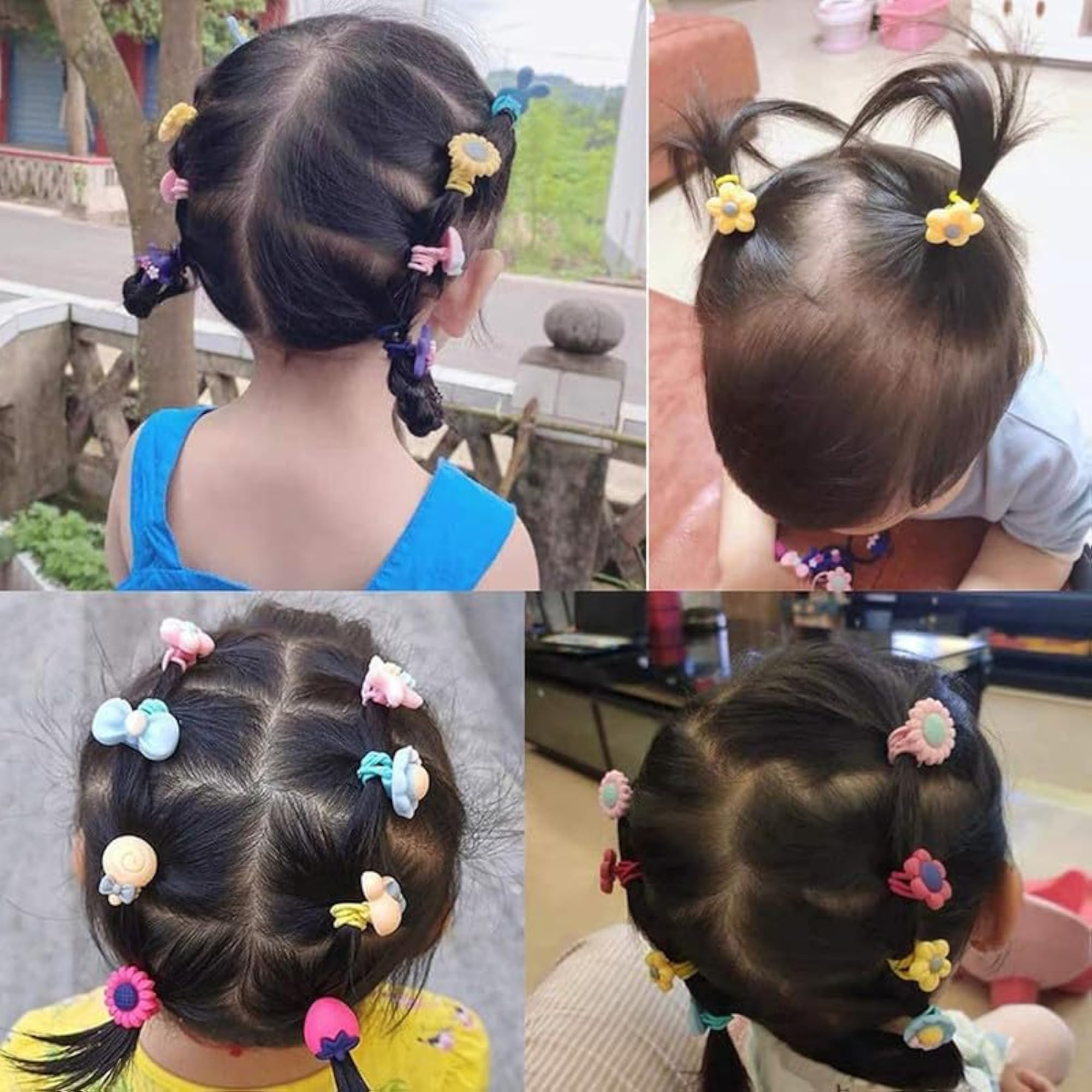 20pcs Cartoon Mini Hair Tie Bands for Kids