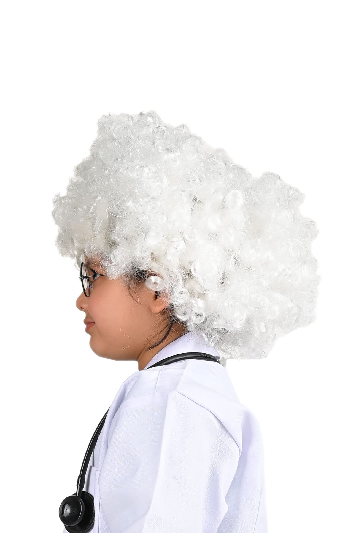 BookMyCostume White Old Man Curly Hair Wig Unisex Adult & Kids - Image 4 thumbnail