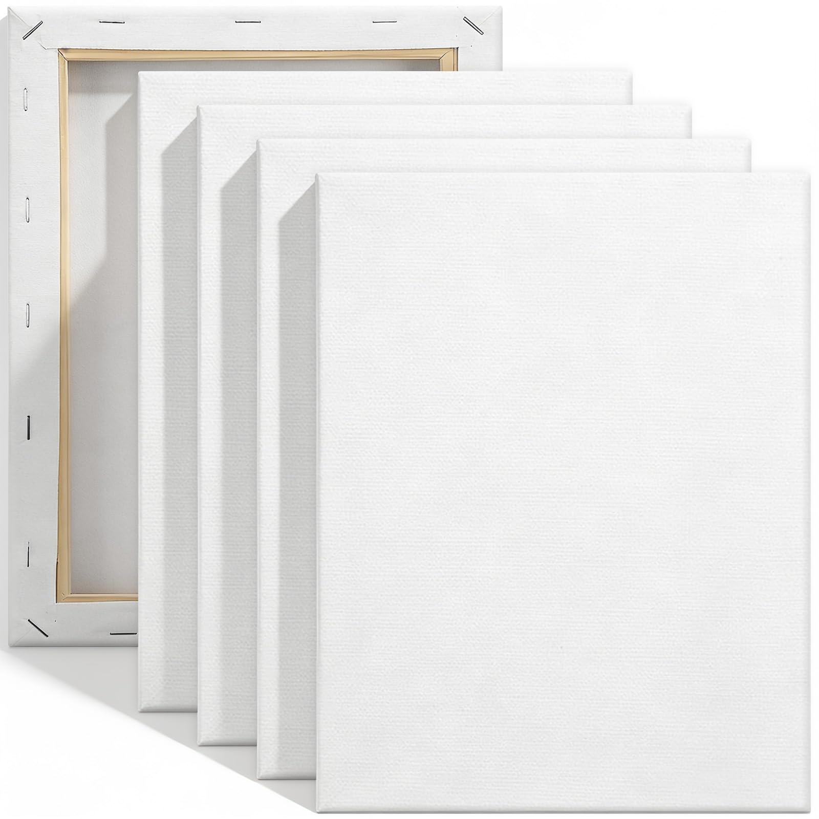 Lienzo de 5 Piezas, Lienzo Blanco Lienzos para Pintar 17mm Grosor 40x50cm, Lienzos Acrílicas Bastidores Lona Pintura Algodón 380 g/m² para Pinturas Acrilicos, Aacuarela, Aceite, Gouache y Artistas