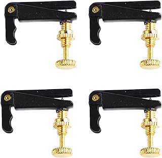 TOPINCN バイオリンファインチューナースタイリッシュ金属製現代デザイン調整パーツ4個セット ビギナーストリング演奏家向け (ブラックゴールド)