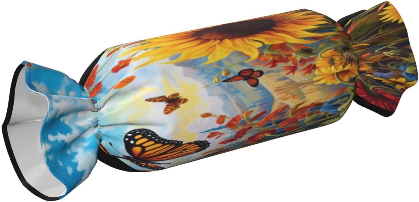 Sunflower Garden Cylindrical Pillow-Premium Bed Pillows, Side Sleeper Neck Support, Decorative Candy Design, Soft and Durable
