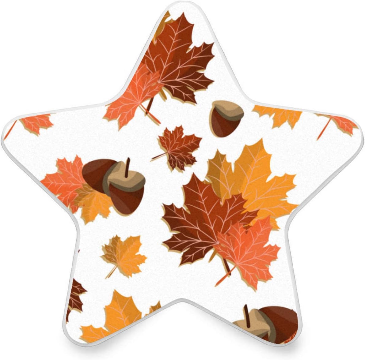 YouTary Fall Harvest Autumn Seasonal Leave Leaf Nut Pattern Star Shape Plug in LED Night Light Lamp with Dusk to Dawn Sensor for Kids Bedroom Bathroom Hallway Kitchen