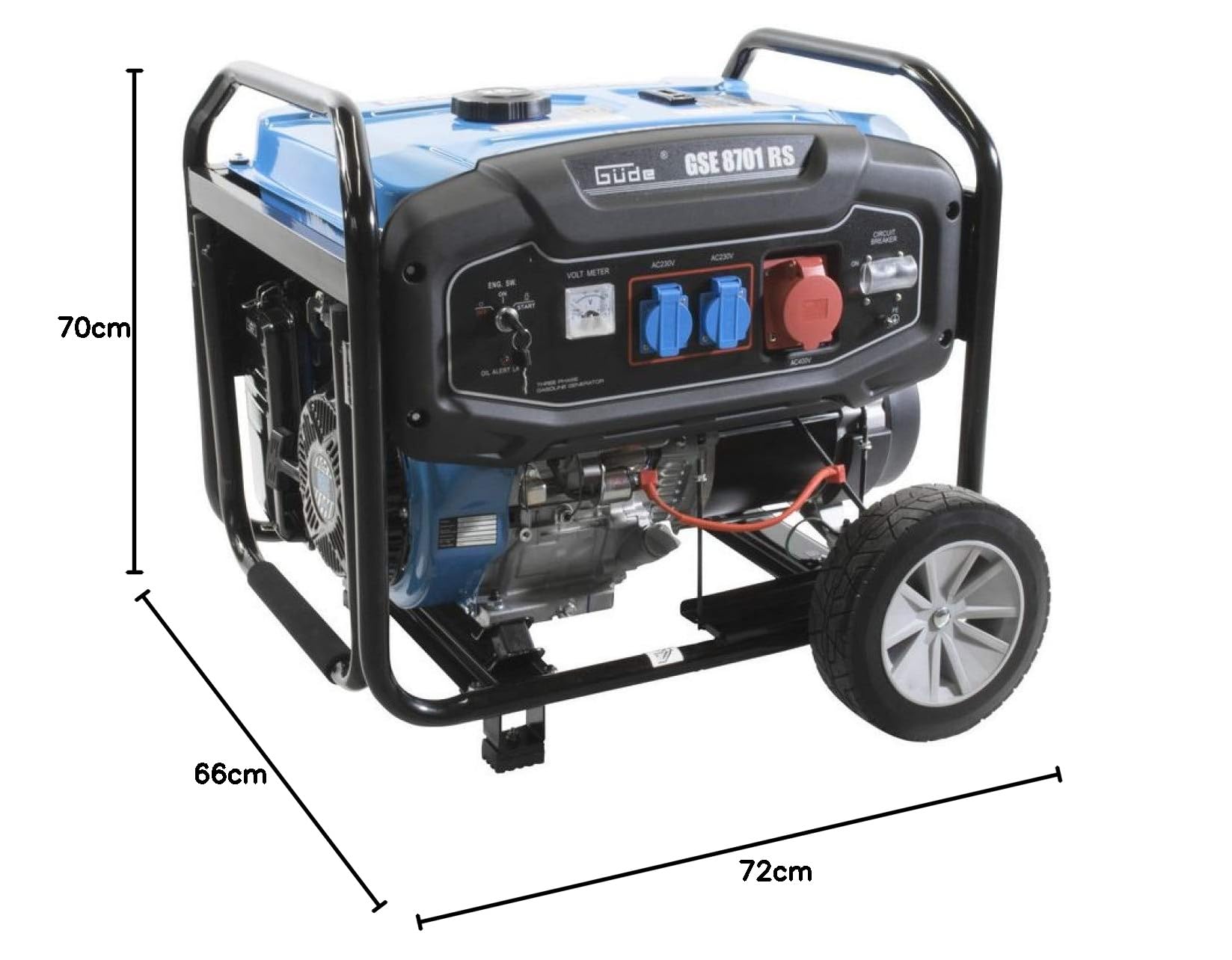 GÜDE GSE 8701 RS - Generatore 7800W con maniglia e ruote per il trasporto