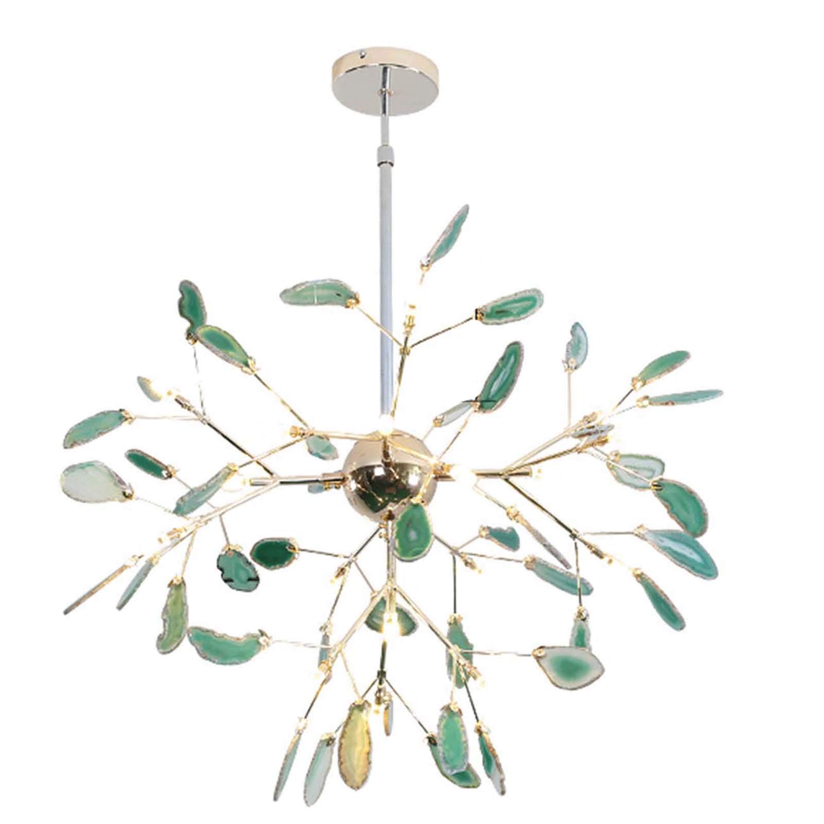 CZYLJLK Led Pendant Lighting Ceiling Light Fixture Hanging Lamp Creative Agate Piece,Sputnik Firefly,G4 Postmodern Onyx -Gold and green agates 20