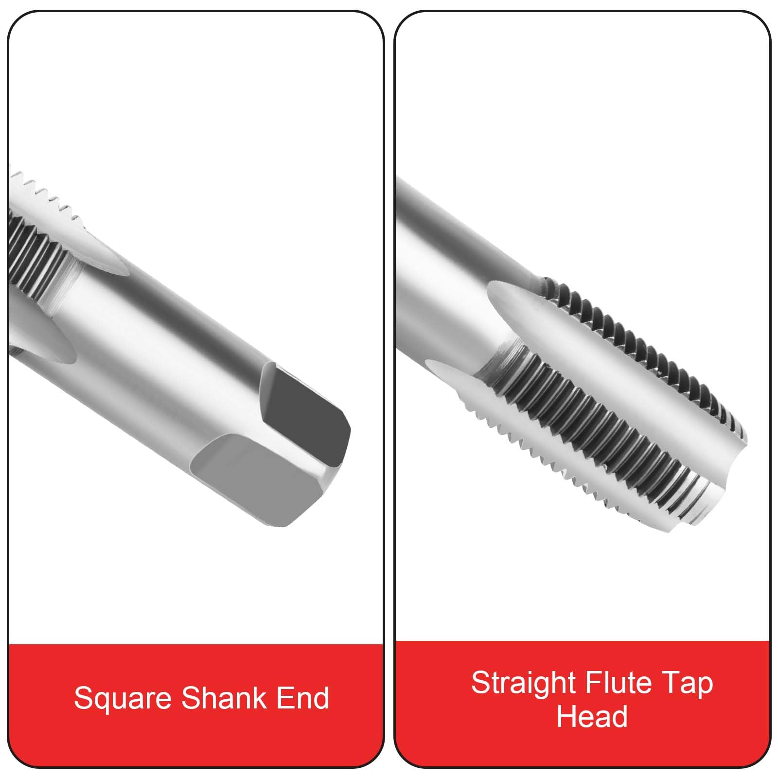 Lot de 5 tarauds à tube BSP 1/8", 1/4", 3/8", 1/2", 3/4" BSP avec boîte de rangement en acier au carbone pour filetage précis