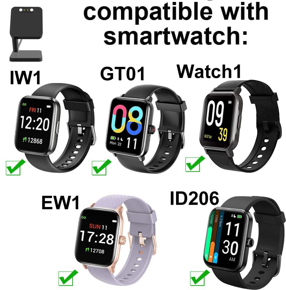 ID205L Charger Stand, Lamshaw Replacement Charger Charging Cradle Dock Compatible for TOZO S2 ID205L ID205S ID205G Lintelek ID205U ID216 IW1 EW1 GT01 ID206 ID207 SKG V7 Smart Watch (Black)