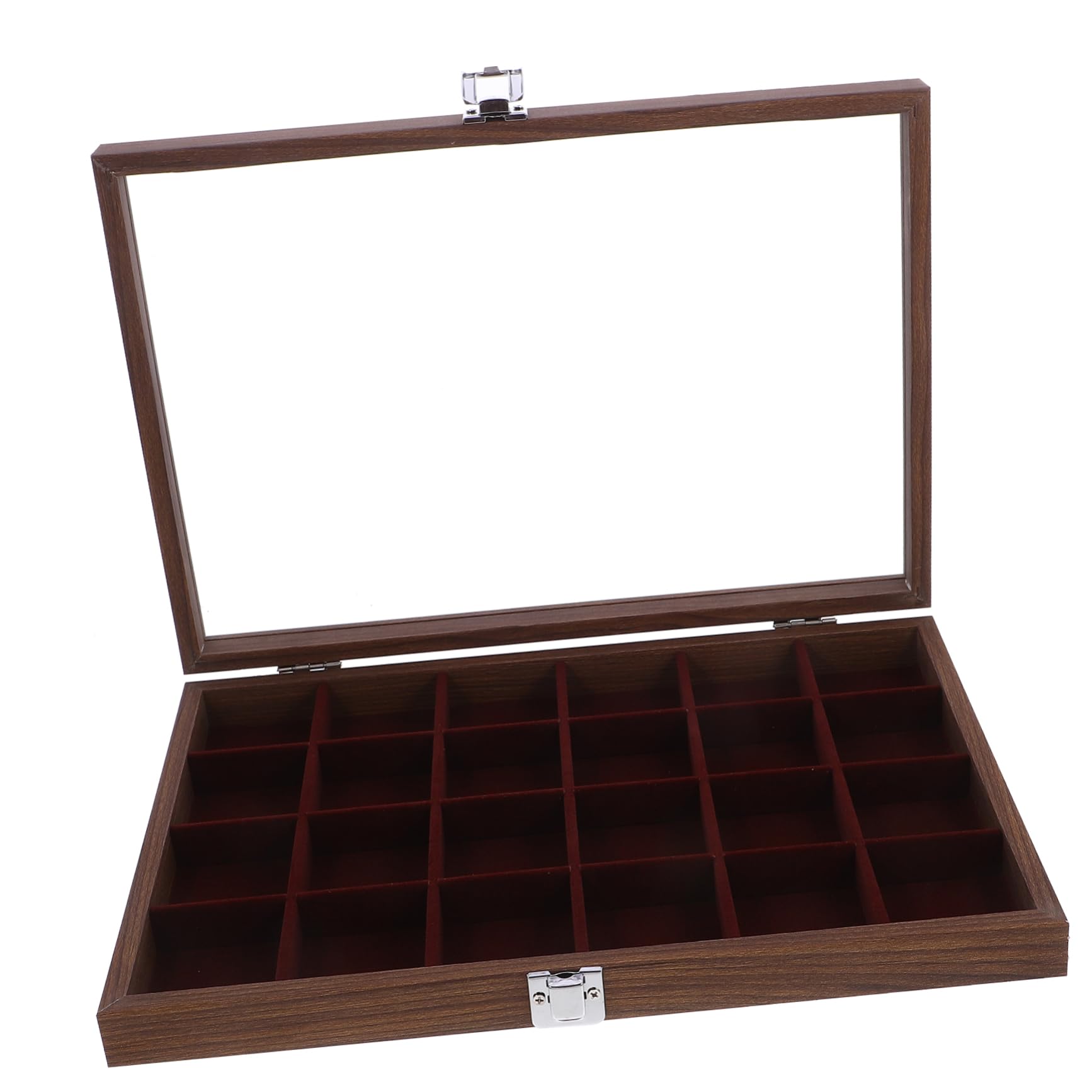 Boîte à Thé Compartimentée en Verre et Bois avec 24 Cases, Design Élégant et Portable, pour Rangement de Sachets à Thé la Cuisine ou Salle à Manger