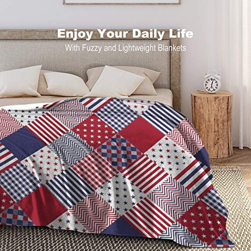 Flannel Fleece Blanket Ultra Luxurious Throw Blanket Shaggy Beach Blanket Usa Americana Diagonal Red White Blue Quilt Pattern Air-Conditioned Quilts For Car Hotel (40 X 50 Inches) #TOP3