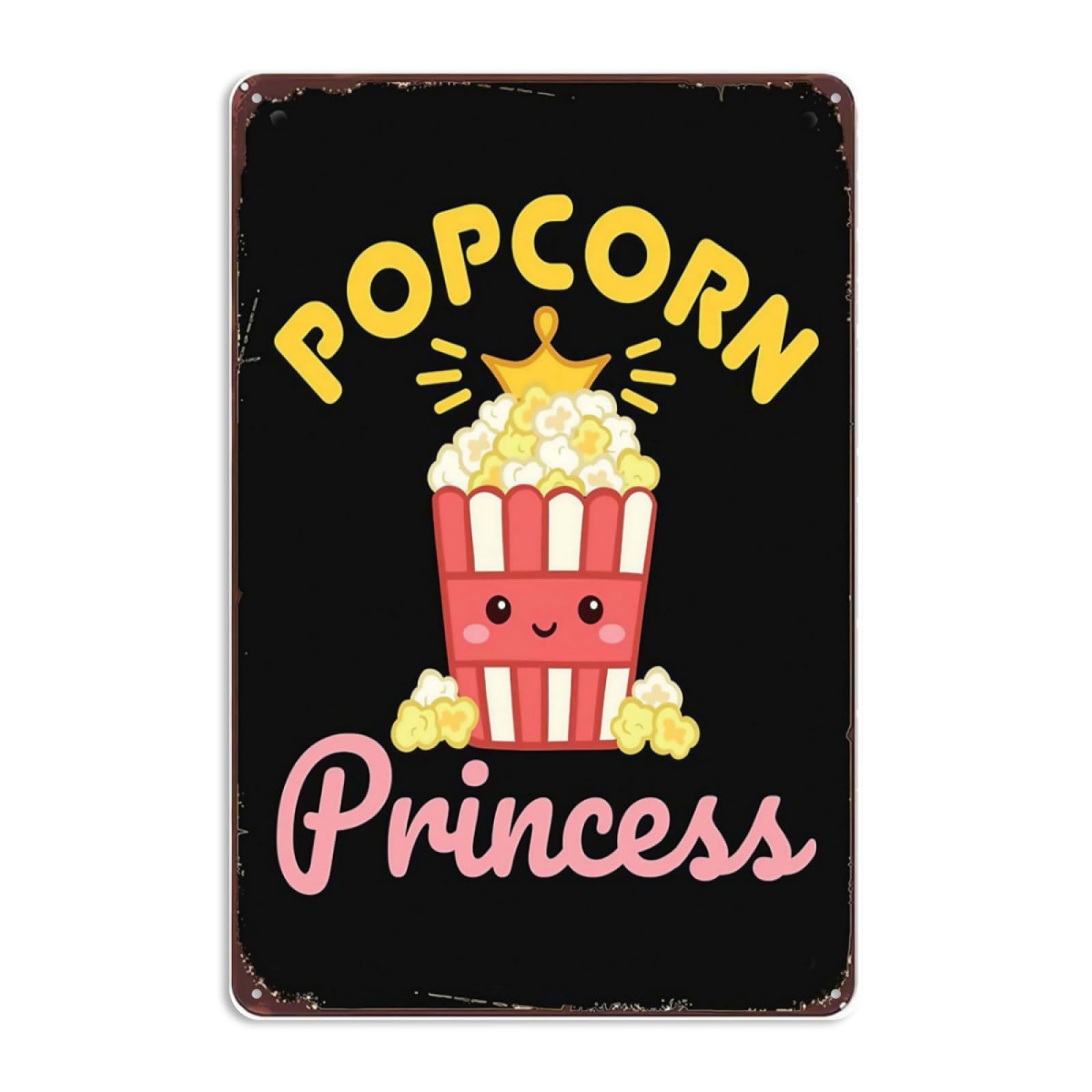 Kwqdozf As Pic Funny Popcorn Princess Movie Snack Lover Signs Wall Decor Vintage Metal Tin