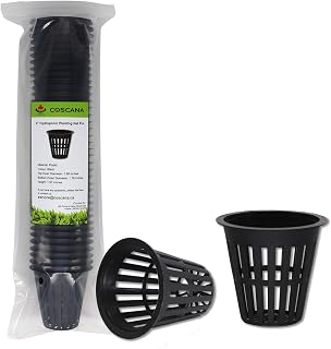 COSCANA®, Nursery Pots 2 inch Net Pot, 15 Pack / 30 Pack / 60 Pack / 120 Pack, Garden Slotted Mesh Plastic Plant Net Cup, Heavy Duty Wide Lip Round Bucket Basket for Hydroponics (30, 2 Inch)