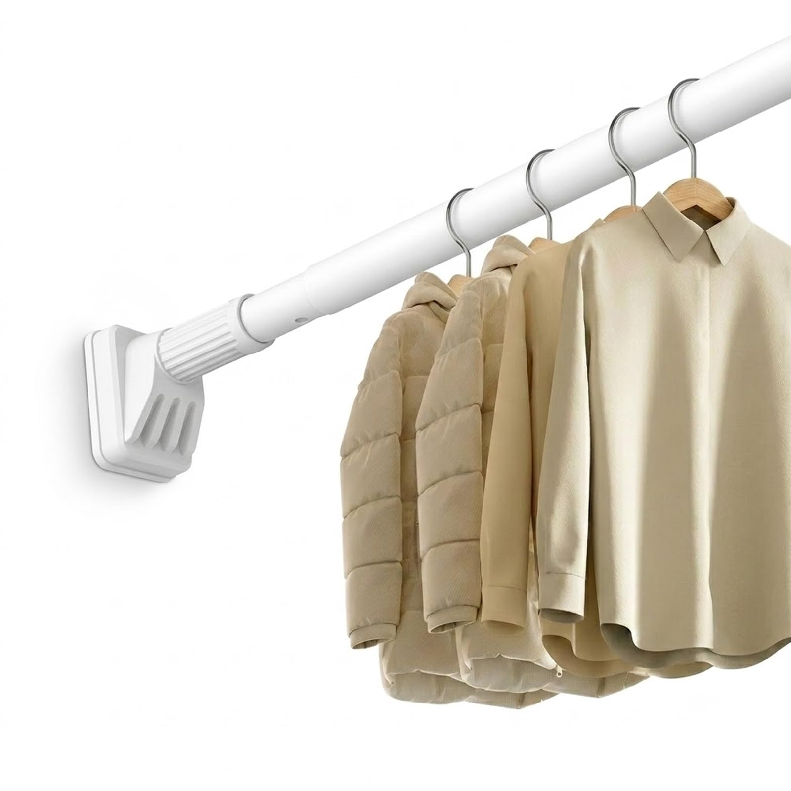 Tringle de Rideau de Douche Réglable Barre Télescopique Extensible 40-250 cm Tringle à Rideaux Tension Sans Percage pour Salle de Bain Cuisine(Blanc,1.1-2.0m/43in-79in)