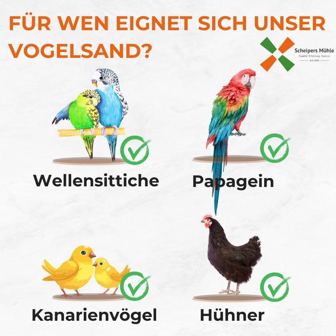 Vogelsand mit Kalk & Anis 25 kg – Badesand für Kanarienvögel, Wellensittiche, Papagein & Hühner - natürliches, geruchsbindendes Einstreu, mit Muschelgrit zur Schnabel- & Krallenpflege