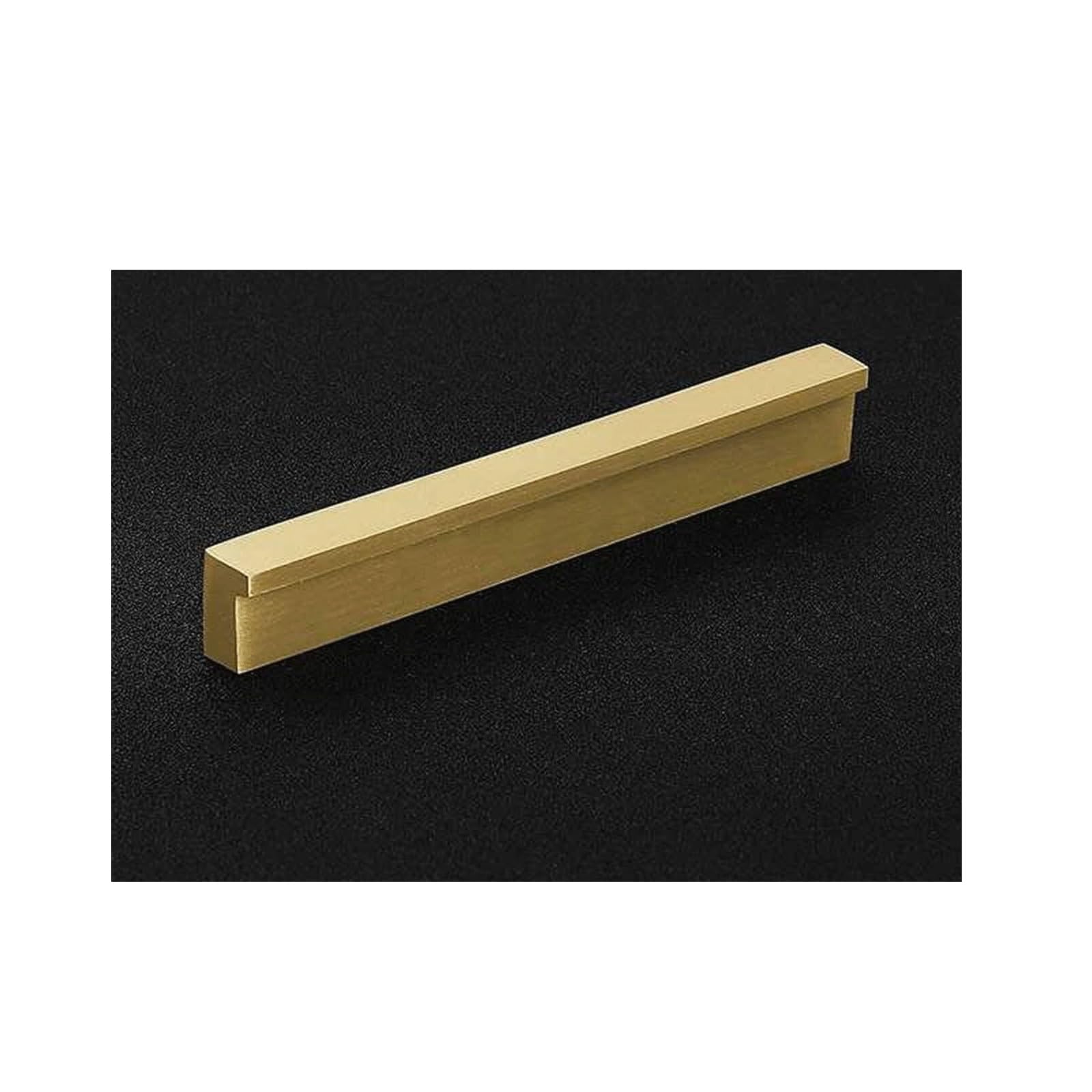 Lcanallyms One Color Kitchen Cabinet Handles, Solid Brass Kitchen Cabinet Pull, Modern Gold Drawer Handle Edge Finger Tab With Screws For Cupboard Closets Bathroom Dresser(Hole Center 32Mm)