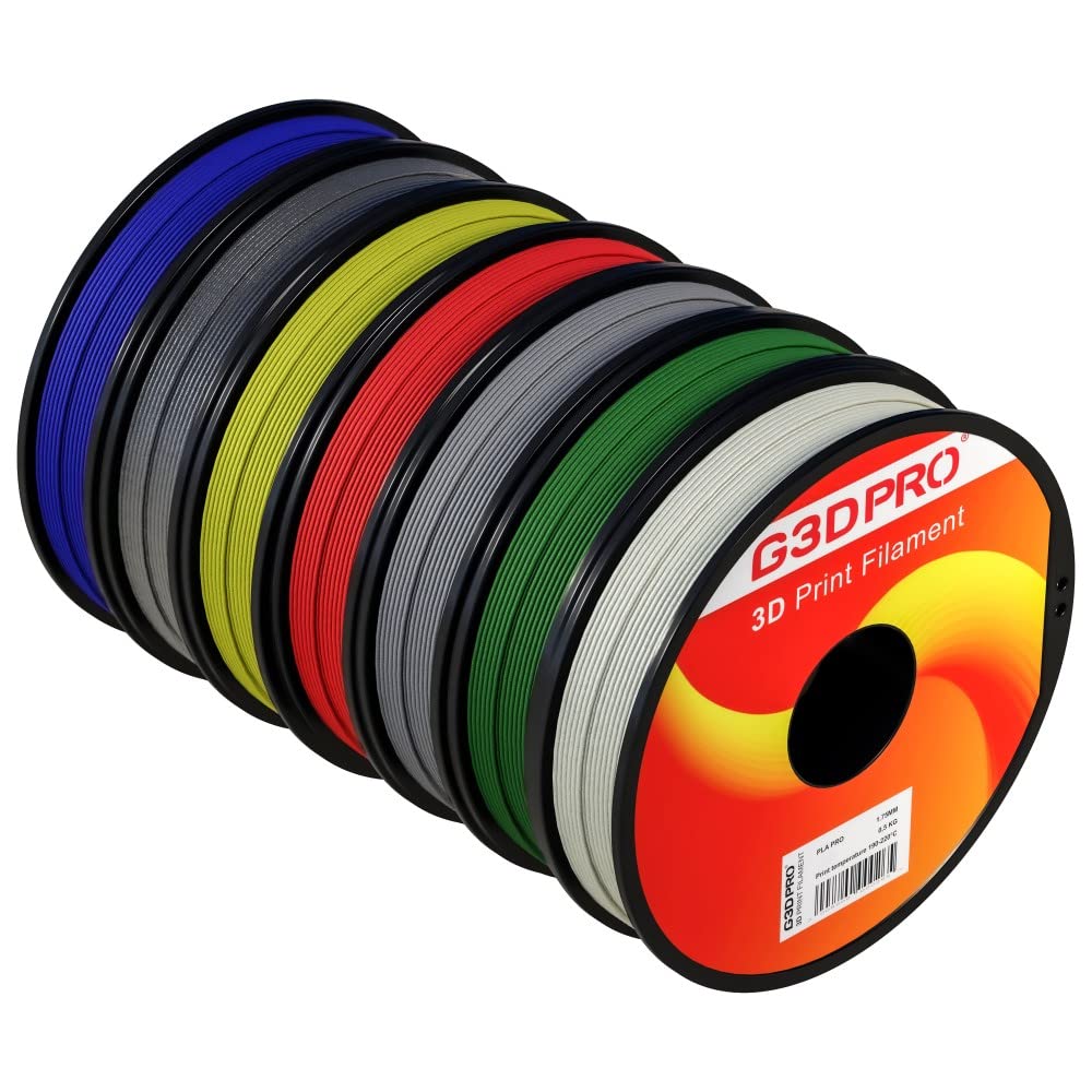 Pack Filamento PLA Flex para impresora 3D, 1,75mm, 7 colores, bobina, 7 x 0,5 kg