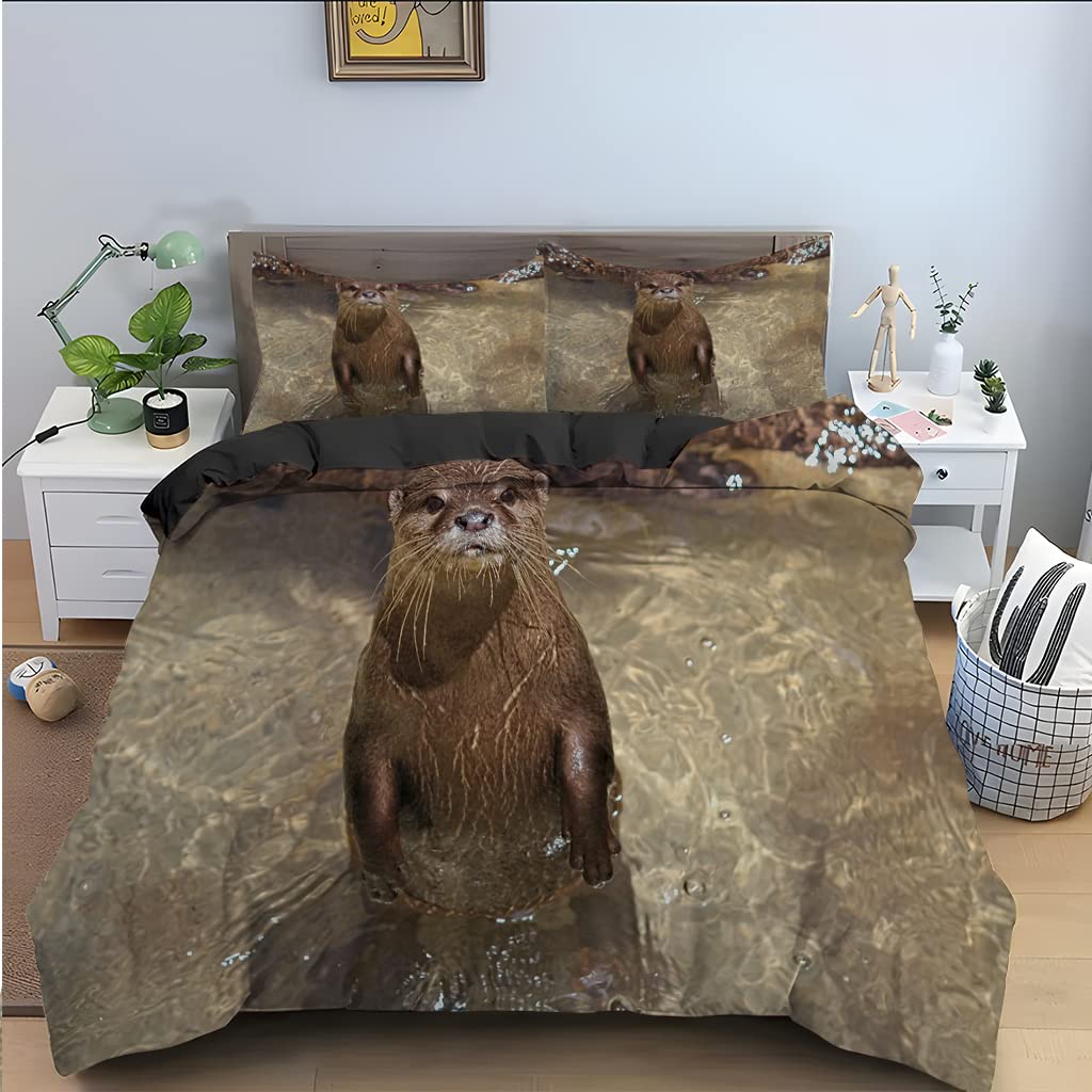 Parure de lit 220x240 grise capibara idéale pour réchauffer l'ambiance d'une chambre adulte