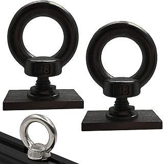 Pmsanzay 2 Pack M8 Heavy-Duty Full Stainless Steel Eye Bolt Eyelet, Kayak Track Mount Rail Tie Down Eyelet to Hold Your Bungee Cord or Ropes Anchoring, with Spring Washer Anchoring kit - No Track