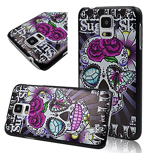 Seedan Samsung Galaxy S5 SV I9600 Case - Flower Diamond Butterfly Skull Painting Hard Slim Design Back Cover Skin Protective Shell Snap on Case