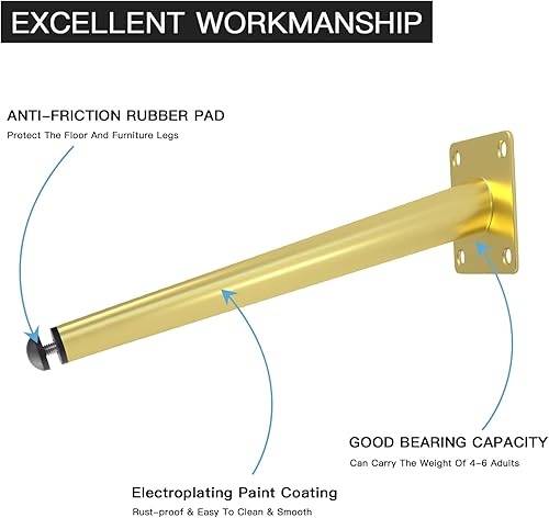 Miniatura 5 de Juego de 8 patas ajustables de 4 pulgadas para muebles, patas de mesa oblicuas de metal, patas de sofá, patas de mesa auxiliar, patas de silla,