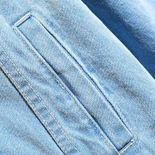 Men's Denim Hoodie Jacket Casual Long Sleeve Button Down Jeans Coat Windproof Hip Hop Trucker Hooded Jackets3