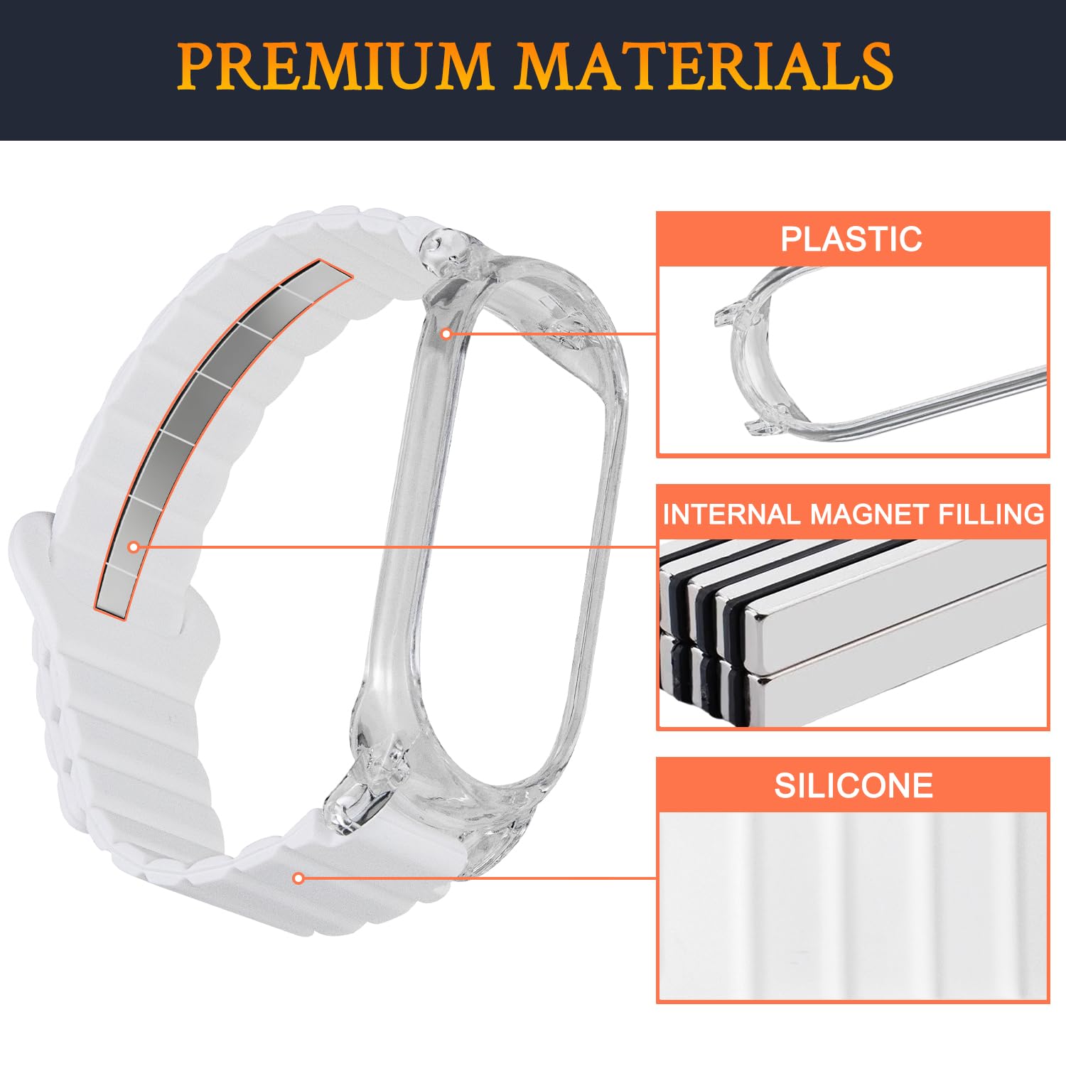 SOULWIT Pulsera para Plaud NotePin/NotePin S AI Grabadora de voz, Ajustable de 5.9"–9.44", Cómoda Correa de Silicona con Cierre Magnético - Blanca