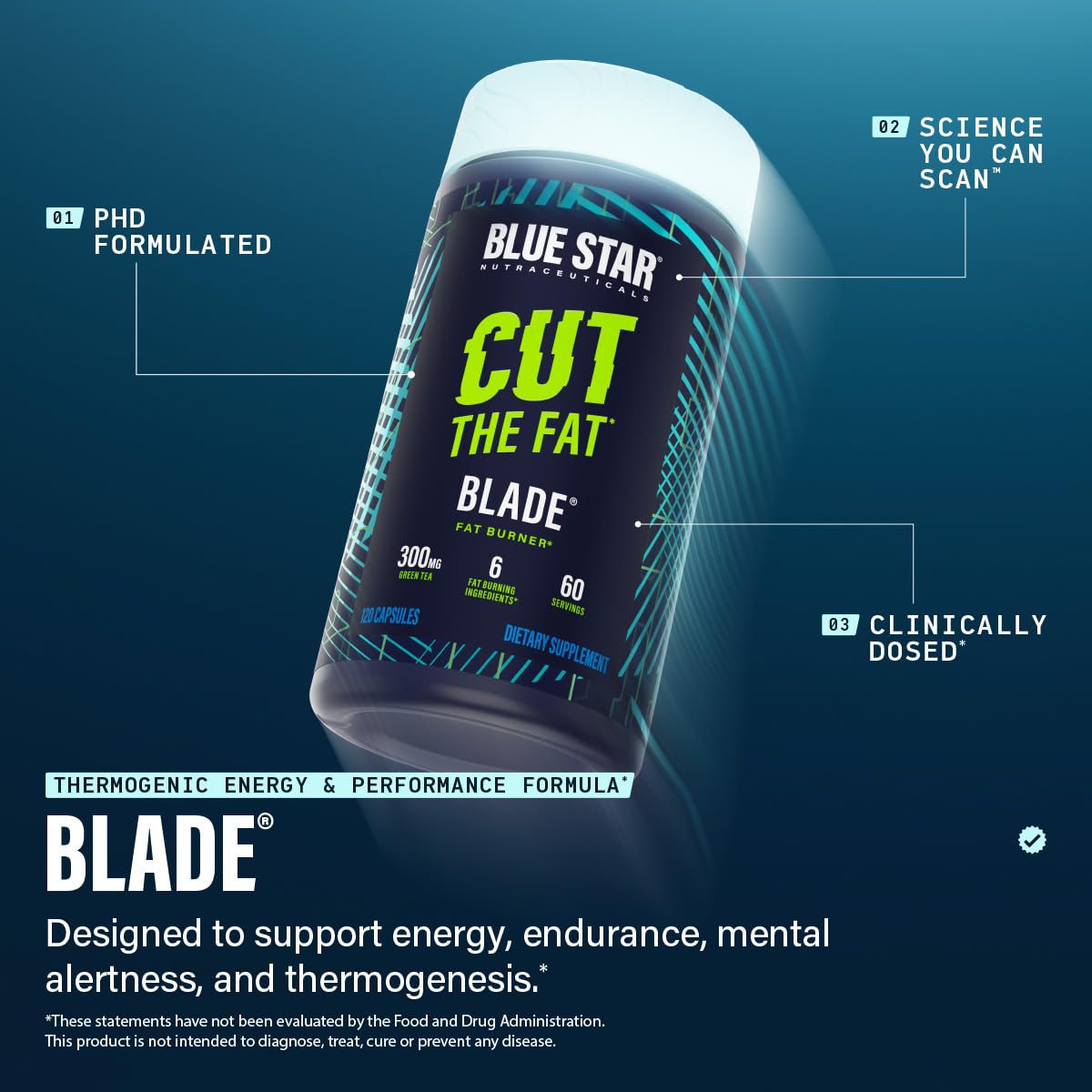 Blue Star Nutraceuticals Blade Thermogenic Fat Burner, 120 Veggie Capsules