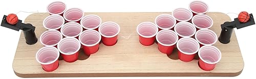 Fockety Tapete de mesa de Beer Pong, juegos de mesa para adultos, tablero de mesa de Beer Pong con tablero de madera y 20 tazas y 2 accesorios
