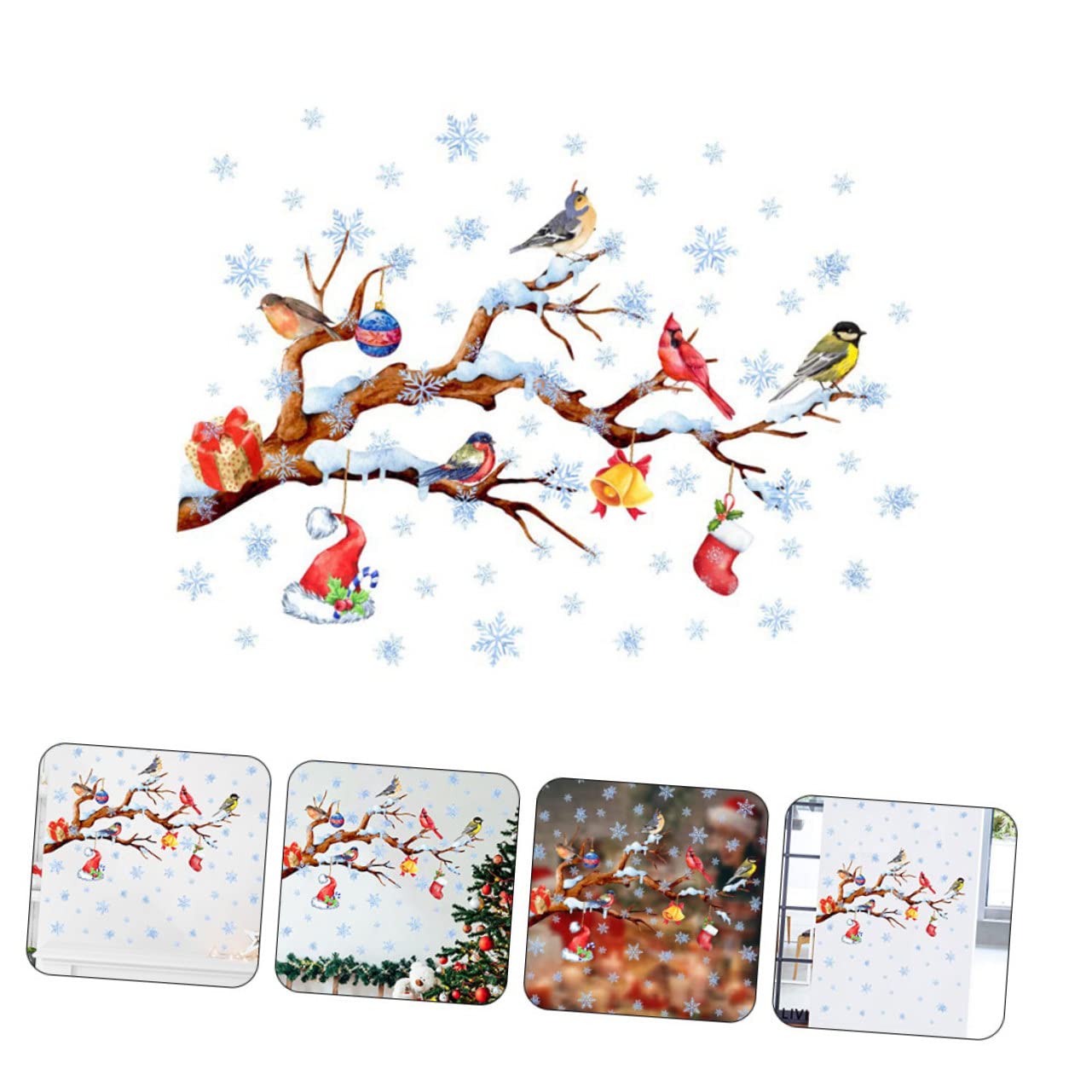 Zerodeko 5blätter Weihnachtliche Fensteraufkleber Selbstklebende Dekoration Für Fenster Und Türen Wiederverwendbar Mit Weihnachtsmotiven Wie Tannenbäumen Und Schneeflocken Für