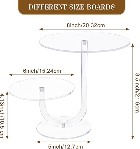Miniatura 5 de Soporte para pasteles de 2 niveles, elegante torre de acrílico transparente para cupcakes para bodas, cumpleaños, aniversarios, baby showers,