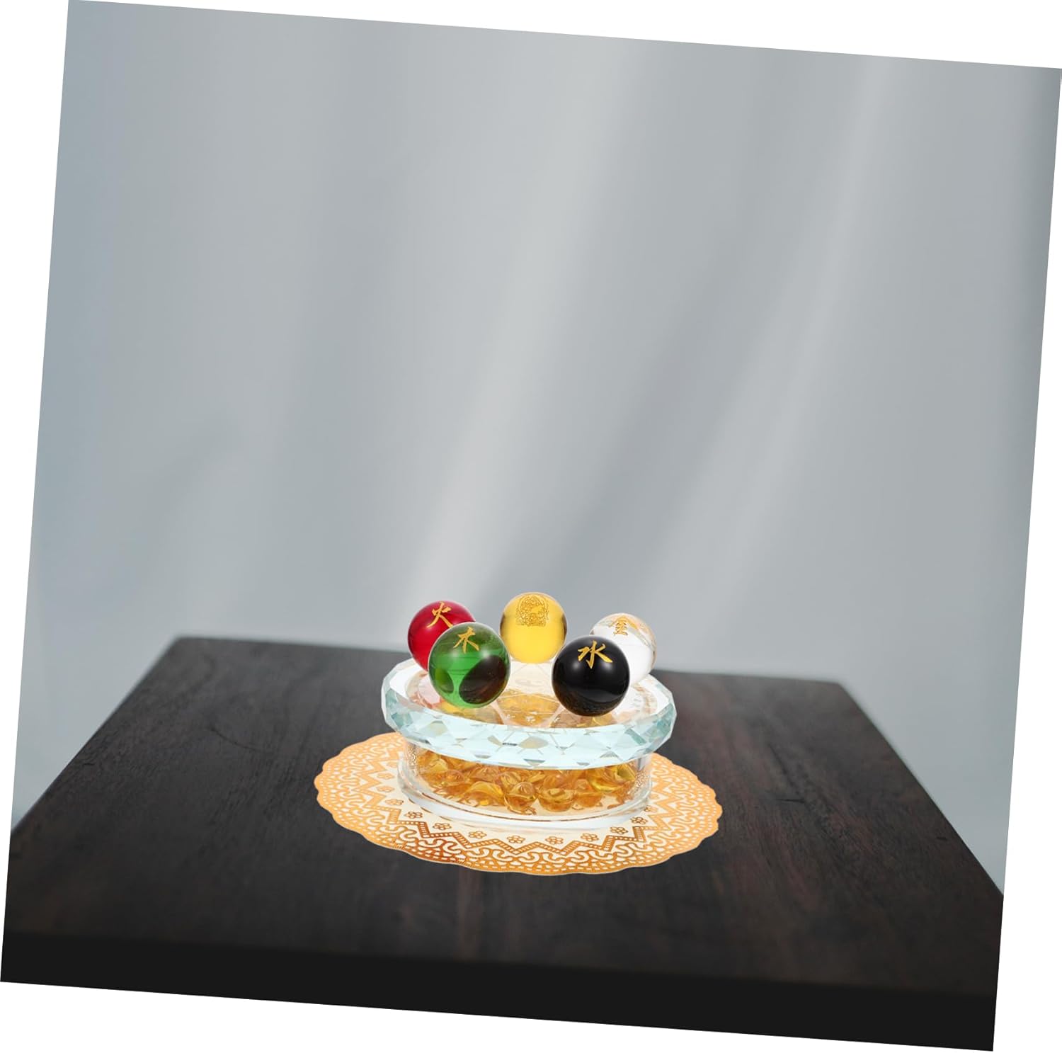 STOBAZA Five-Base Fortune Decorations Ingot Case Chakra Sphere Balls for Meditation Relaxing Decor for Desk