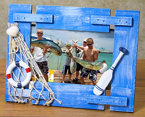 Banberry Designs Nautical Weathered Ocean Blue Picture Frame - Perfect For 4X6 Photos - Beach Themed Home Decor & Gift #TOP2