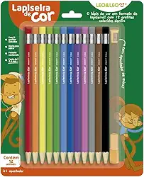 LAPISEIRA DE COR/GRAFITE COLORIDO 2.6 - BLISTER C/ 12 CORES + APONTADOR LEO&LEO