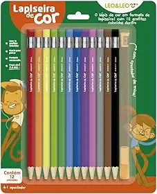 LAPISEIRA DE COR/GRAFITE COLORIDO 2.6 - BLISTER C/ 12 CORES + APONTADOR LEO&LEO