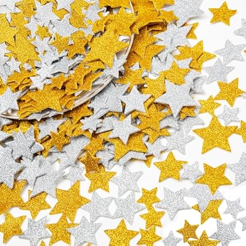 200PCS Glitte Foam Stickers, Glitter Star Stickers, Self Adhesive Foam Stars for Kids Crafts, Star Stickers for Scrapbook Stickers, Gold Stars for DIY, Glitter Stickers for Cards and Decorations Cover