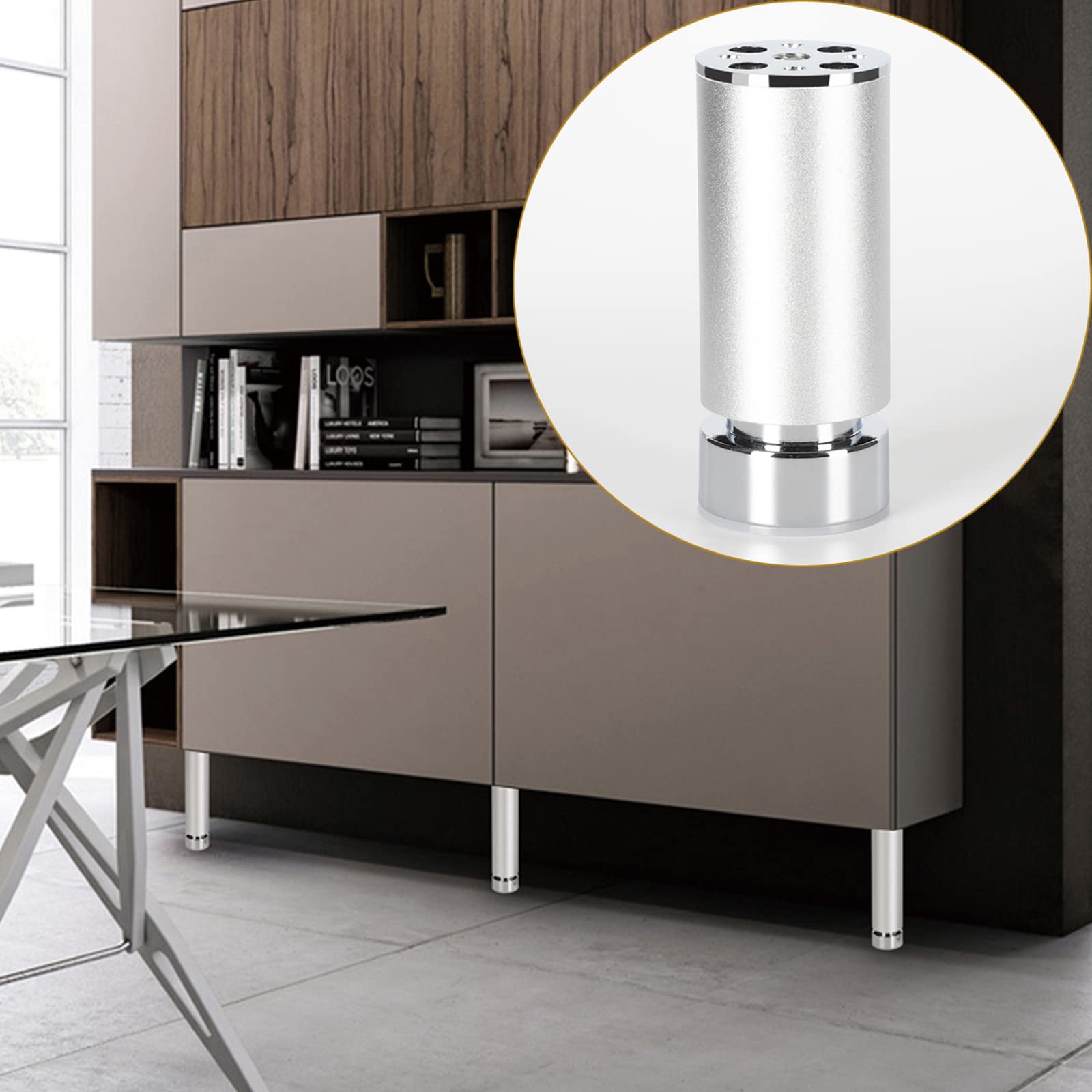 Juego de 4 patas de metal ajustables para muebles, patas elevadoras de aleación de aluminio para armarios, sofás, camas y estantes, 40 cm con tornillos, reemplazo perfecto para decoración del hogar