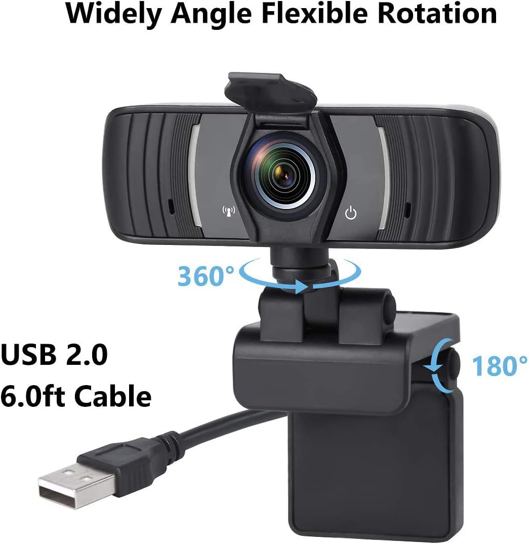 Black Friday - 60% OFF 1080P Business Webcam with Dual Microphone & Privacy Cover, 2020 [Upgraded] USB FHD Web Computer Camera, Plug and Play, for Zoom/Skype/Teams Online Teaching, Laptop MAC PC Desktop (Gray)
