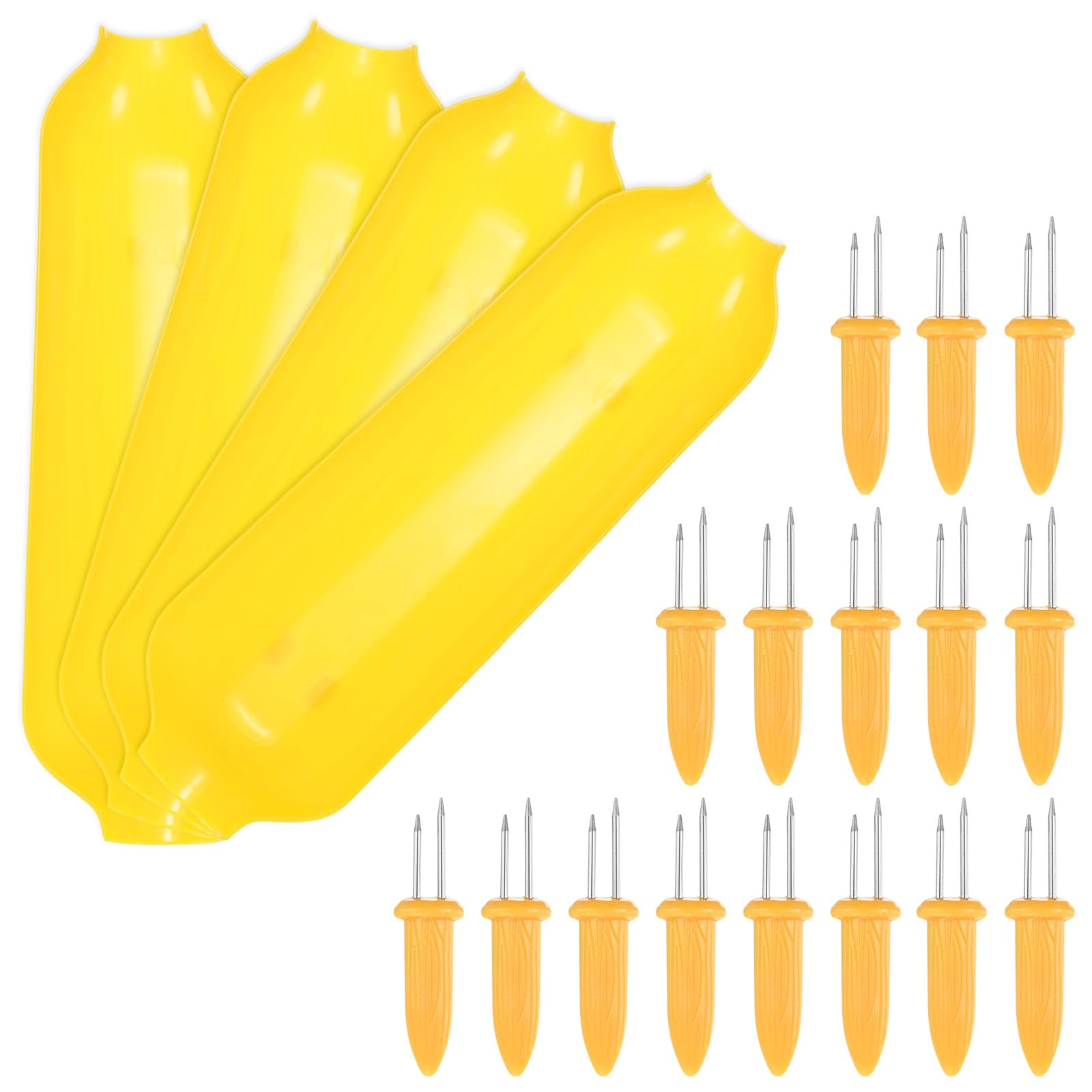 M METERXITY 1-Set 2.3" Stainless Steel Corn Holders and Dishes