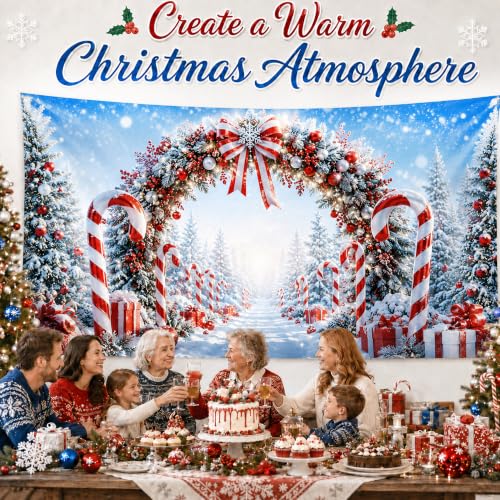 Image of Christmas Decorations - Christmas Candy Cane Arch Photography Backdrop