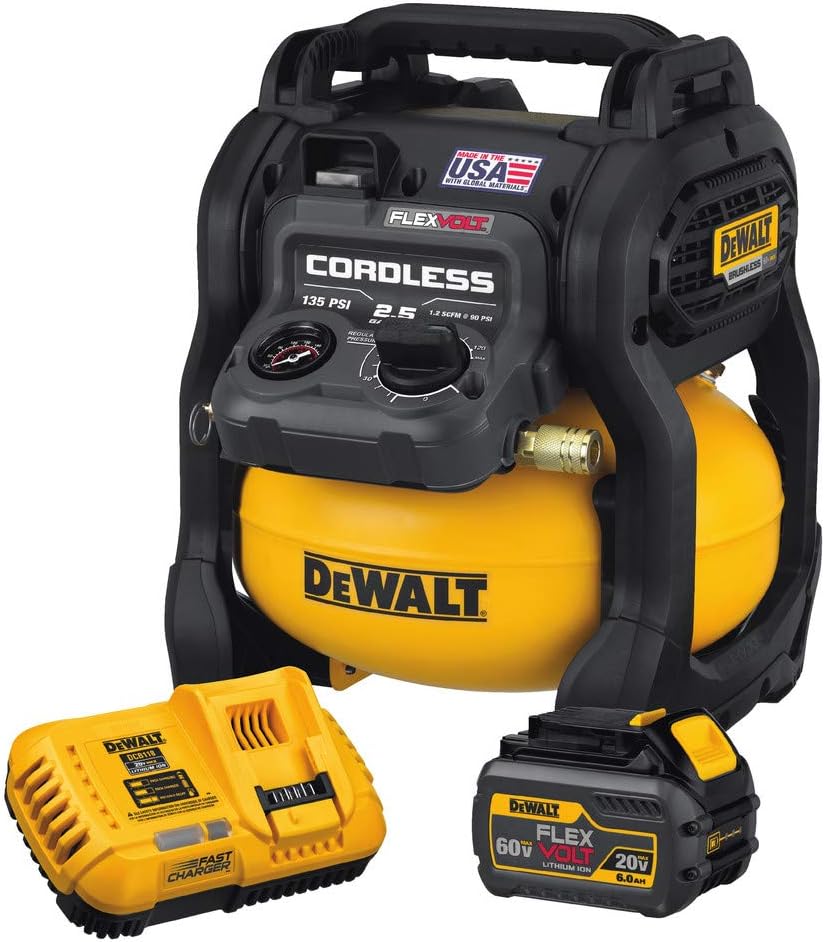 DEWALT FLEXVOLT 60V MAX* Air Compressor Kit, Cordless, 2.5 Gallon (DCC2560T1)