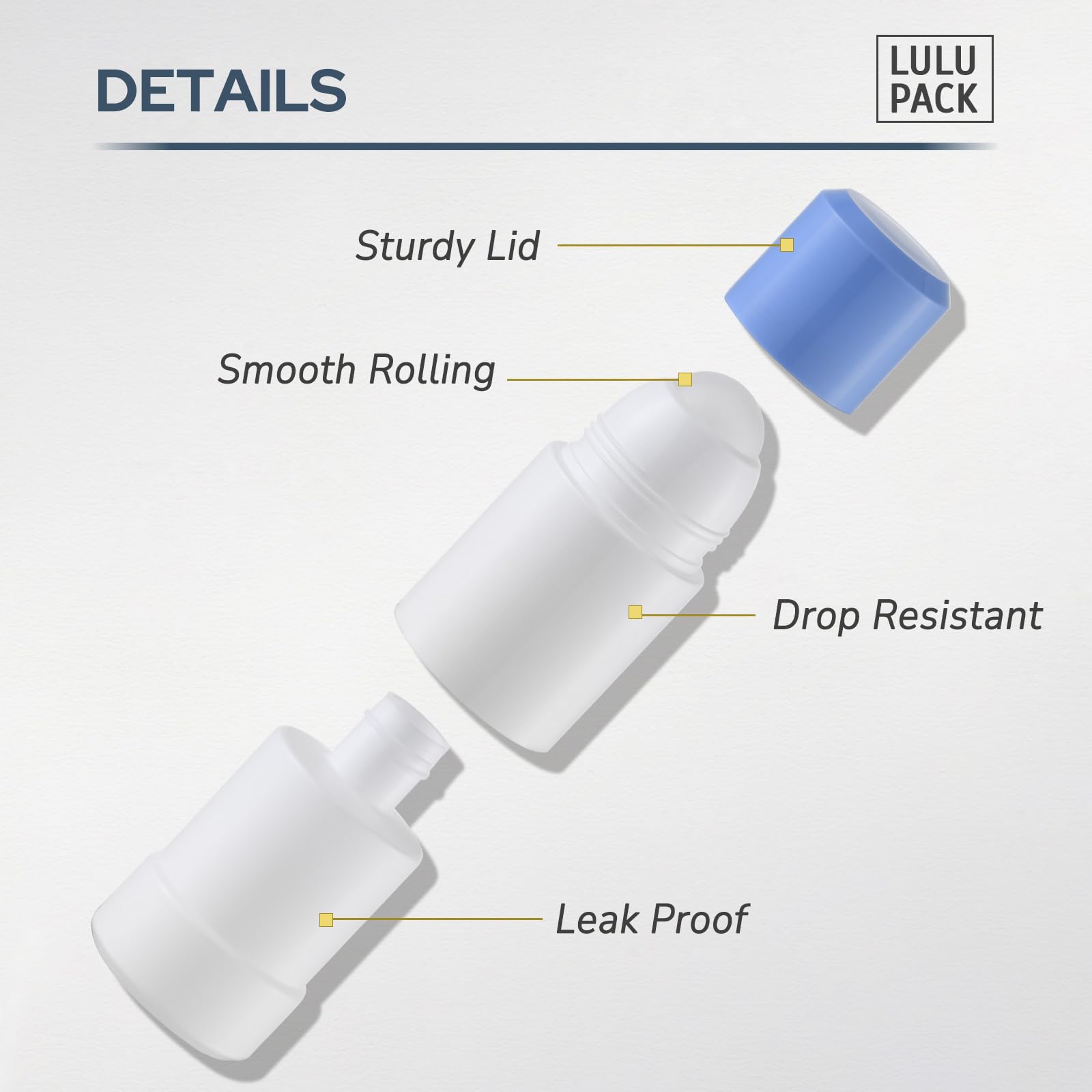 Rollerball vacío 75ml contenedor aceite esencial desodorante Roll On botellas aplicador recargable paquete de 3
