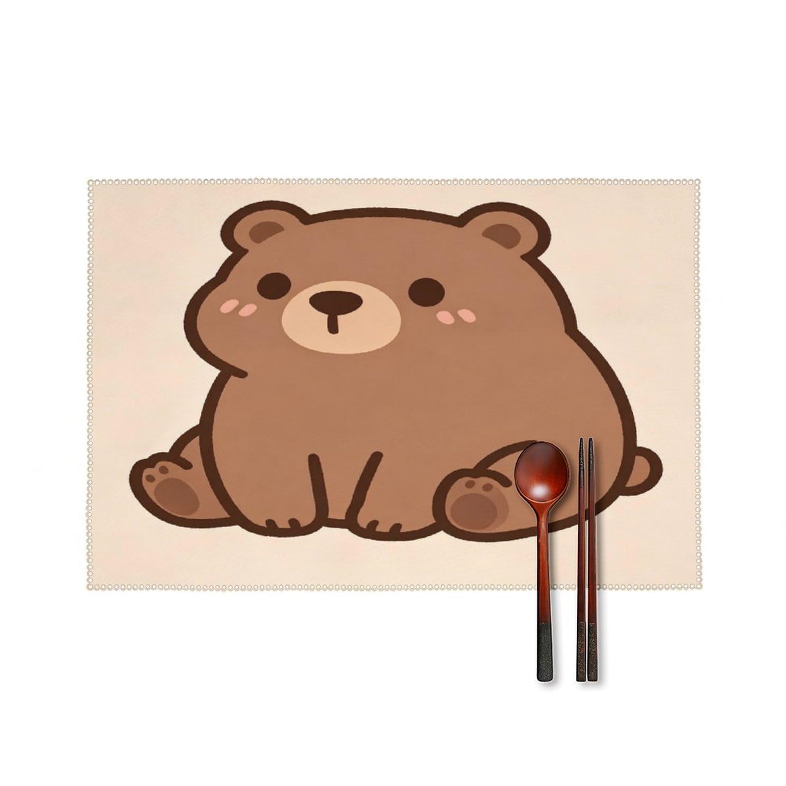 Fekiloot Style Cute Little Bear Placemats Set Of 6,Table Mat