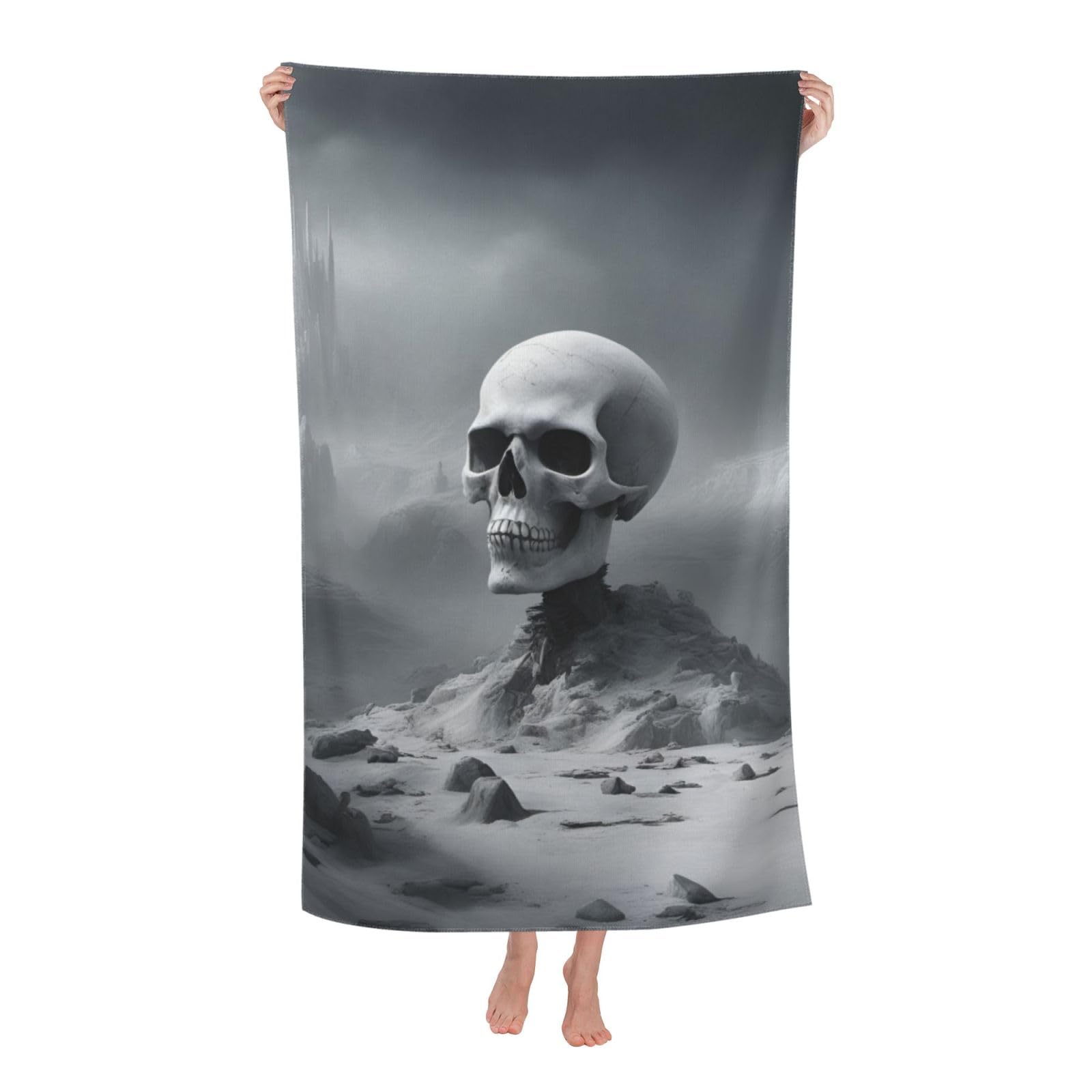 Toalla de playa de calavera punk ideal para tus viajes y sesiones de yoga