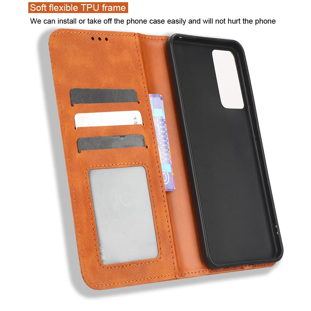 Cover per TCL 40R 5G, TCL 40R 5G Custodia in pelle geometrica colorata [Stand Supporto]+[Slot per Scheda] Custodia per TCL 40R 5G-Marrone