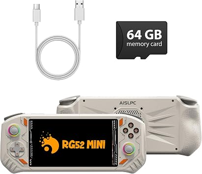RG52MINI Retro Handheld Game Console, 5.5 Inch IPS Screen, Portable Dual System, 64GB Support 30+ Emulator&22000+ Classic Games, WiFi Networked Fighting, HDMI TV Output, 5000mAh BatteryGray 64GB
