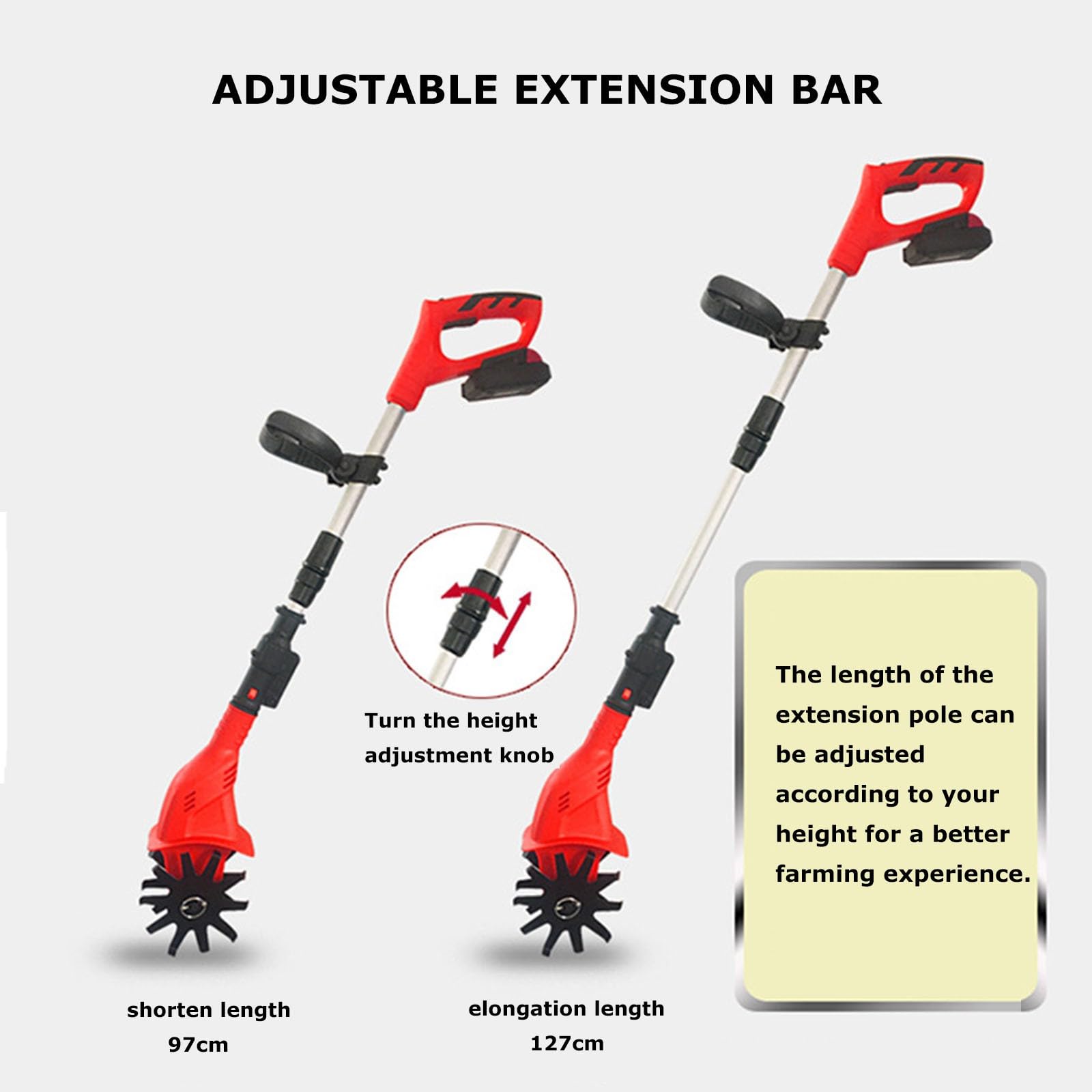 Kit Motozappa Rotavator Per Coltivatore Da Giardino Senza Fili Batteria Al Litio Da 20 V, Potente Coltivatore Di Terreno(2ABattery)