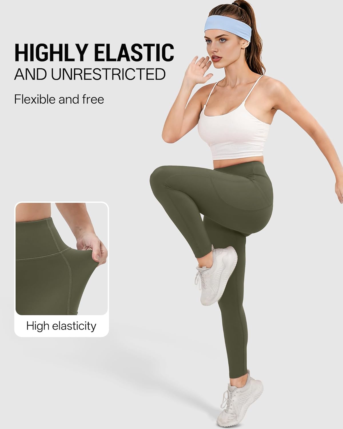 Women's Sports Leggings with Pockets Women's Yoga Pants Tummy-Control Shaping Leggings High-Waisted Yoga Pants