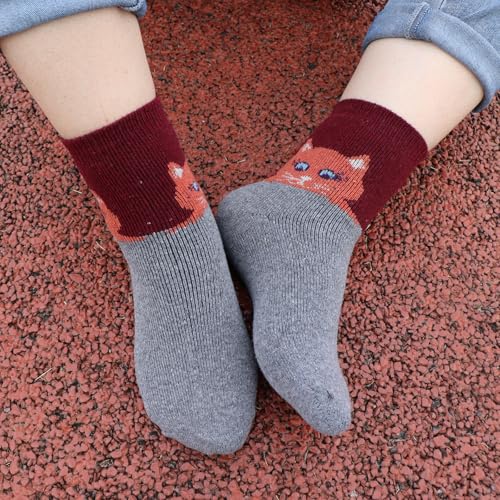 Yqhmt Wool Socks For Women Gifts Winter Warm Thick Thermal Crew Socks Funny Cat Animal Socks Stocking Stuffers thumb #5