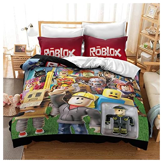 Juego De Ropa De Cama Roblox, Funda De Edredón 100% Algodón, Suave Y Cómoda, para Niños Y Niñas (patrón 02,(150x200cm)-Cama de 90)